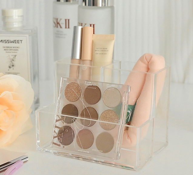 Clear Makeup Brush Holder and Cosmetic Organizer Box