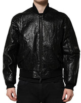 Dolce & Gabbana Black Logo Plaque Bomber Full Zipper Jacket