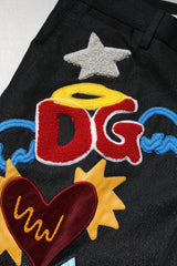 Dolce & Gabbana Black Graphic Embroidery Men Pants
