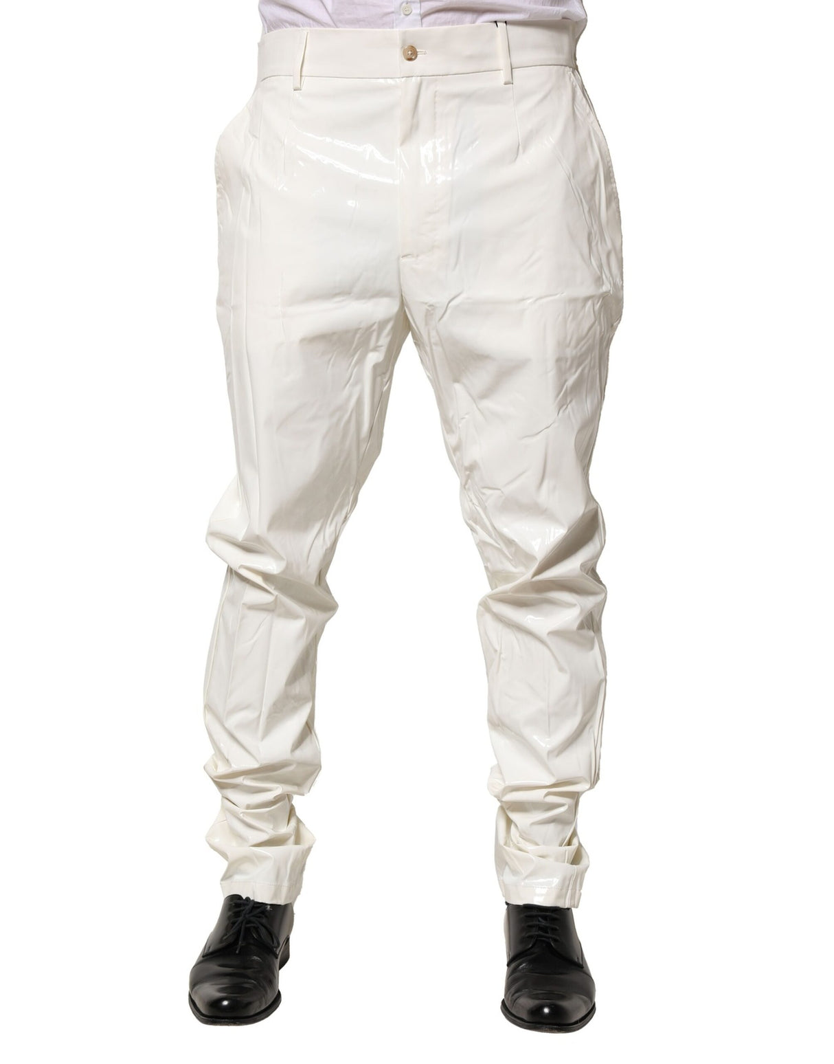 Dolce & Gabbana White Nylon Tapered Dress Men Pants