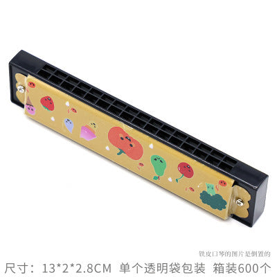 Wooden Painted Harmonica for Kids - 16 Holes Educational Toy