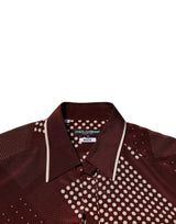 Dolce & Gabbana Maroon Dotted Silk Long Sleeve Casual Shirt
