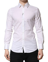 Dolce & Gabbana White GOLD Cotton Men Dress Formal Shirt
