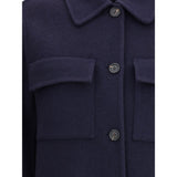 Brunello Cucinelli Blue Fleece Wool Coat