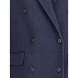 Brunello Cucinelli Blue Cashmere Coat