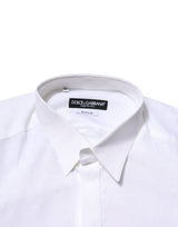 Dolce & Gabbana White Cotton GOLD Long Sleeves Formal Shirt