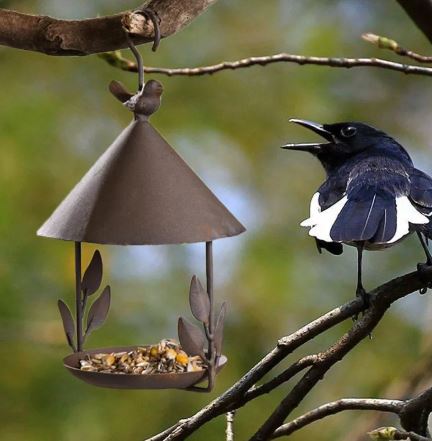 Iron Bird Feeder Outdoor Garden Decor