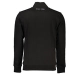 La Martina Black Cotton Men Sweater with Central Pockets and Zip