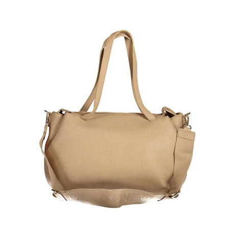 Mario Valentino Beige Polyurethane Women's Bag with Adjustable Shoulder Strap