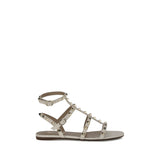 Valentino Garavani White Calf Leather Bos Taurus Flat Sandals