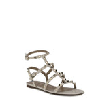 Valentino Garavani White Calf Leather Bos Taurus Flat Sandals