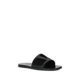 Valentino Garavani Black Calf Leather Bos Taurus Flat Sandals
