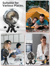 Rechargeable Octopus Spray Fan with Ambience Light for Outdoor Camping & Strollers