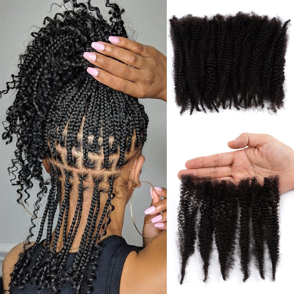 100% Human Hair Soft Afro Kinky Human Hair Bulk 16 Inch 30g/Pack Natural Black 4C Afro Kinkys Bulk Human Hair for Locs Extensions/Twists/Braids Can Dye and Bleach (14 Inch)