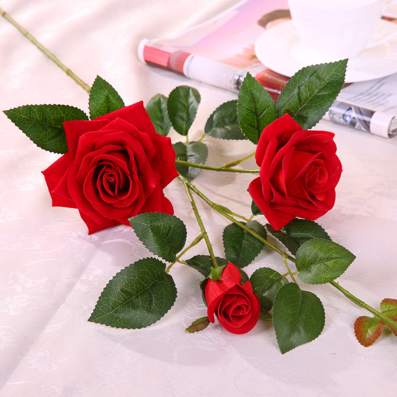 Artificial Silk Rose Flowers for Home Decor (3 Heads)