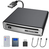 USB CD Player for Car with USB Port/Aux Port External Portable Car CD Player for Home/Car/Laptop/Desktop/TV/Computer - Plug & Play CD/DVD Player