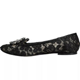 Dolce & Gabbana Black Lace Crystal Ballet Flats Loafer Shoes