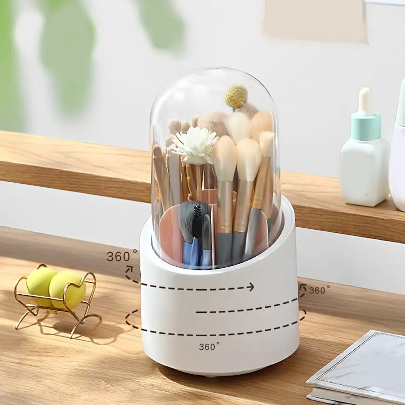 Rotating Makeup Brush Holder - Portable Storage Box