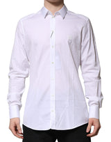 Dolce & Gabbana White Cotton GOLD Long Sleeves Formal Shirt