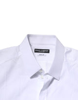 Dolce & Gabbana White Cotton GOLD Long Sleeves Formal Shirt
