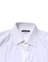 Dolce & Gabbana White Cotton GOLD Long Sleeves Formal Shirt
