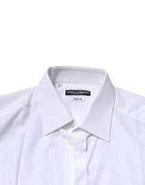 Dolce & Gabbana White Cotton Long Sleeves GOLD Formal Shirt