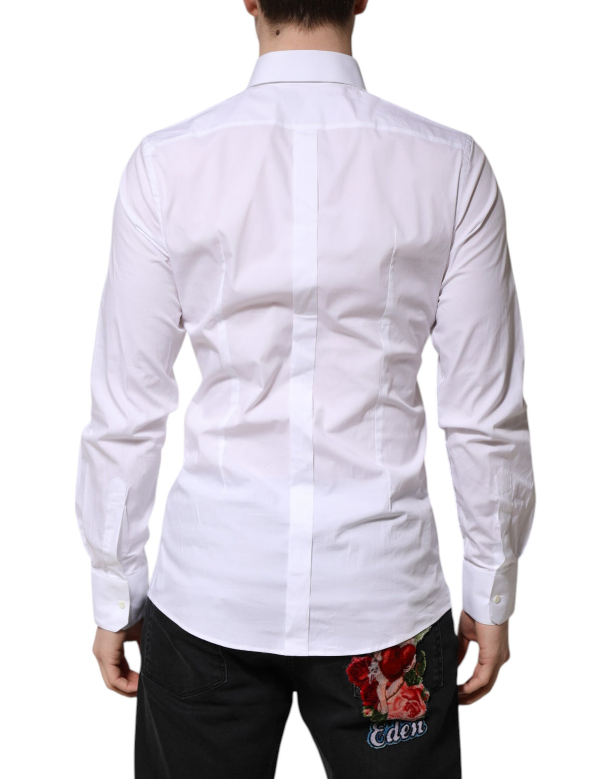 Dolce & Gabbana White Cotton GOLD Long Sleeves Formal Shirt