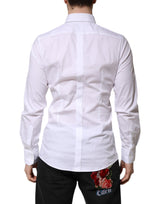 Dolce & Gabbana White Cotton GOLD Long Sleeves Formal Shirt