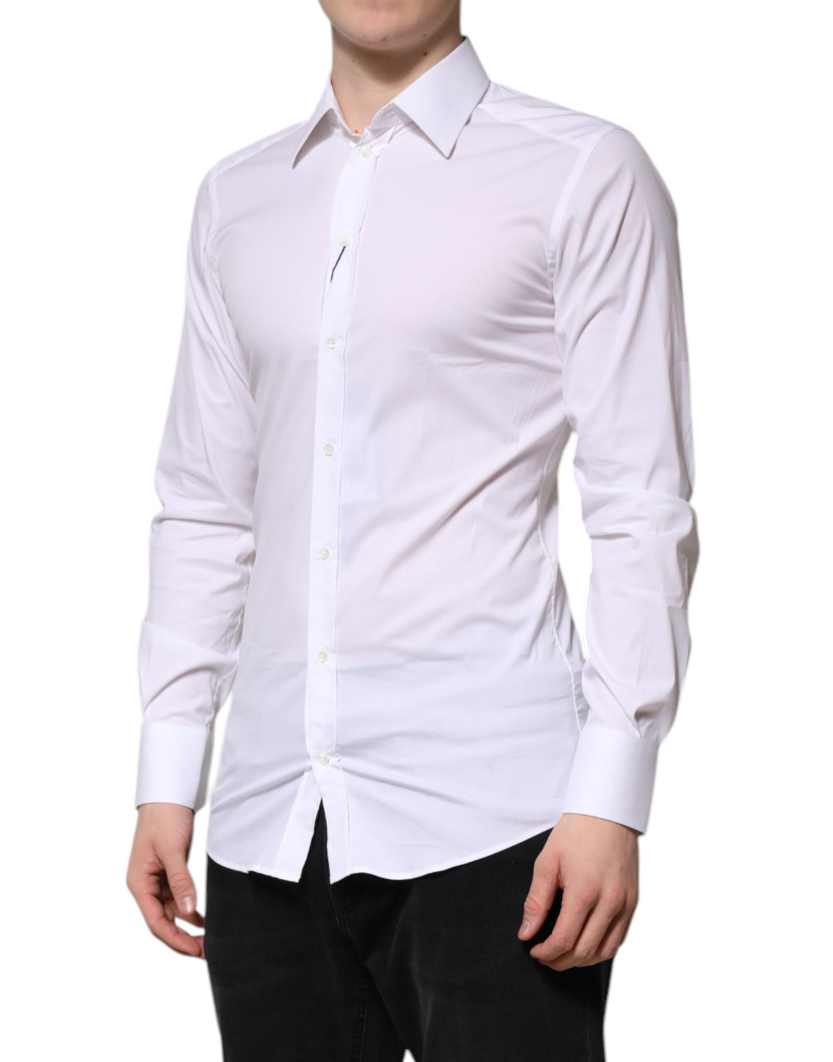 Dolce & Gabbana White Cotton GOLD Long Sleeves Formal Shirt