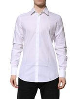 Dolce & Gabbana White Cotton GOLD Long Sleeves Formal Shirt
