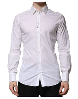Dolce & Gabbana White Cotton Long Sleeves GOLD Formal Shirt