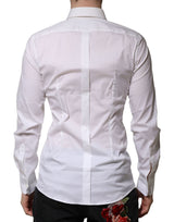 Dolce & Gabbana White Cotton Long Sleeves GOLD Formal Shirt
