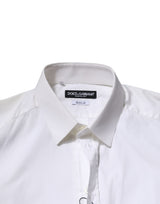 Dolce & Gabbana White Cotton Long Sleeves GOLD Formal Shirt