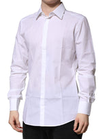 Dolce & Gabbana White GOLD Cotton Long Sleeves Men Formal Shirt