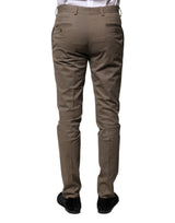 BENCIVENGA Brown Cotton Tapered Formal Dress Pants