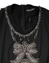 Dolce & Gabbana Black Cotton Rhinestone Embellished Tank Top