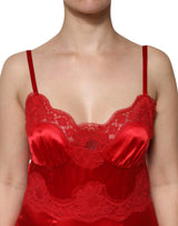 Dolce & Gabbana Red Silk Sleeveless Maxi Long Dress