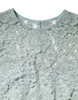 Dolce & Gabbana Mint Green Floral Lace Cotton Blouse Top