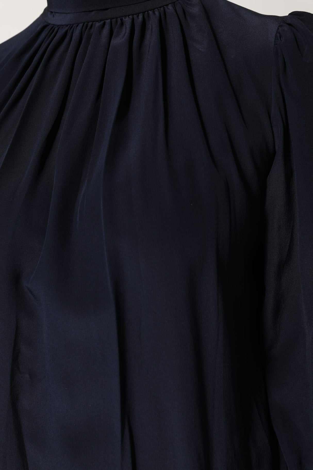 Dolce & Gabbana Blue Silk Mock Neck Long Sleeves Blouse Top