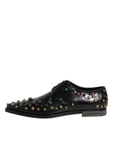 Dolce & Gabbana Black Leather Derby Dress Studded Shoes