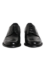 Dolce & Gabbana Black Leather Derby Wingtip Formal Shoes