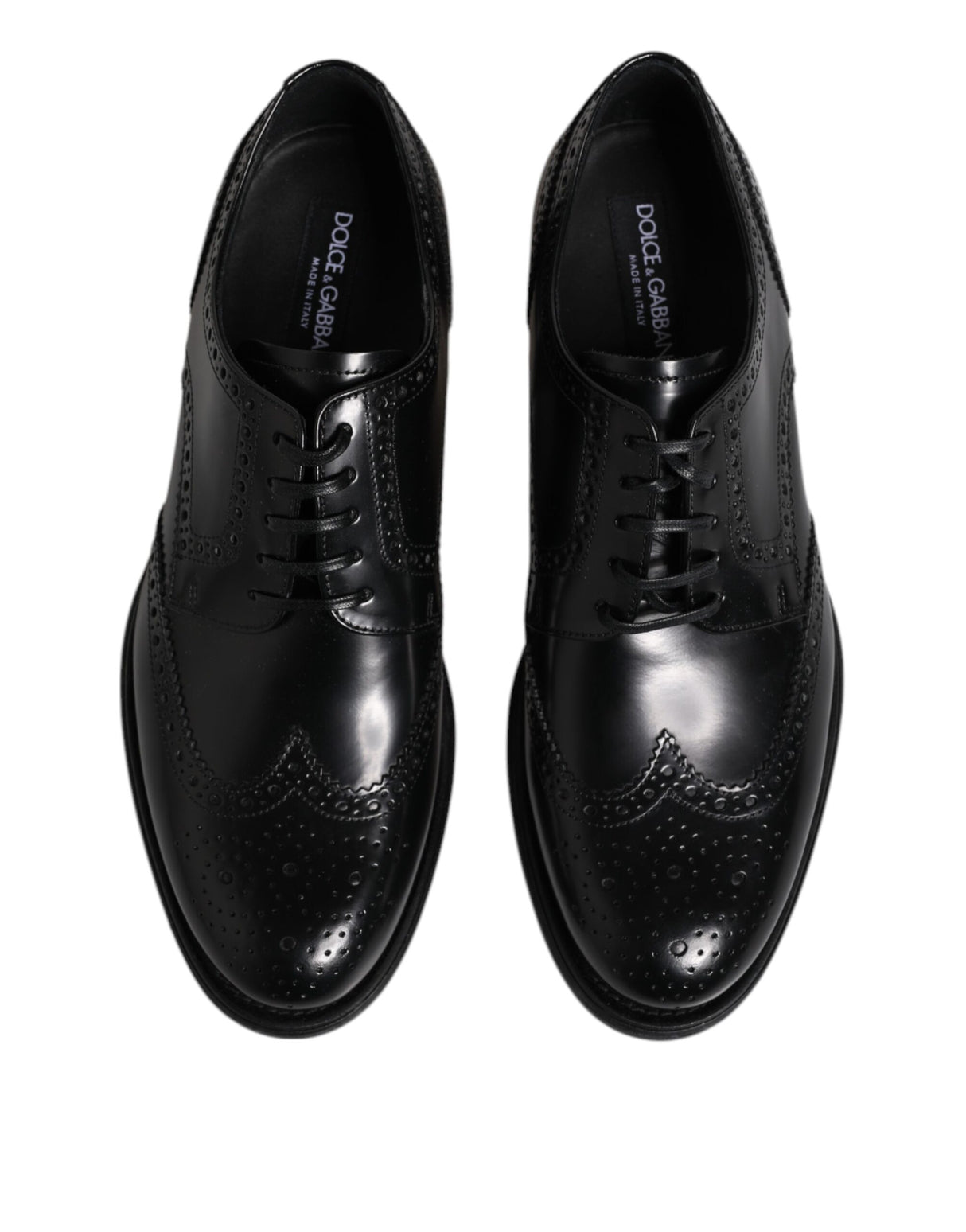 Dolce & Gabbana Black Leather Derby Wingtip Formal Shoes