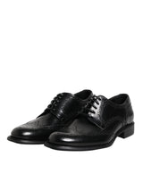 Dolce & Gabbana Black Leather Derby Wingtip Formal Shoes