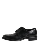 Dolce & Gabbana Black Leather Derby Wingtip Formal Shoes