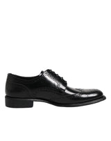 Dolce & Gabbana Black Leather Derby Wingtip Formal Shoes