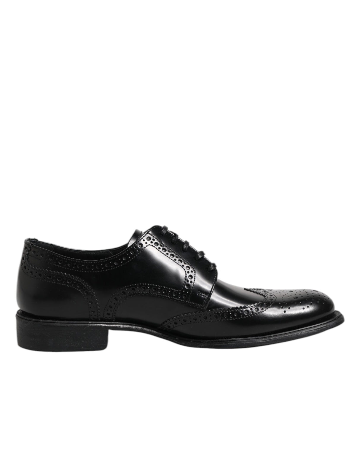 Dolce & Gabbana Black Leather Derby Wingtip Formal Shoes