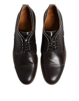 Pollini Dark Brown Leather Derby Lace Up Dress Formal Shoes