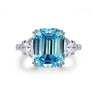 Sky Blue Topaz Emerald Cut Ring in 925 Sterling Silver