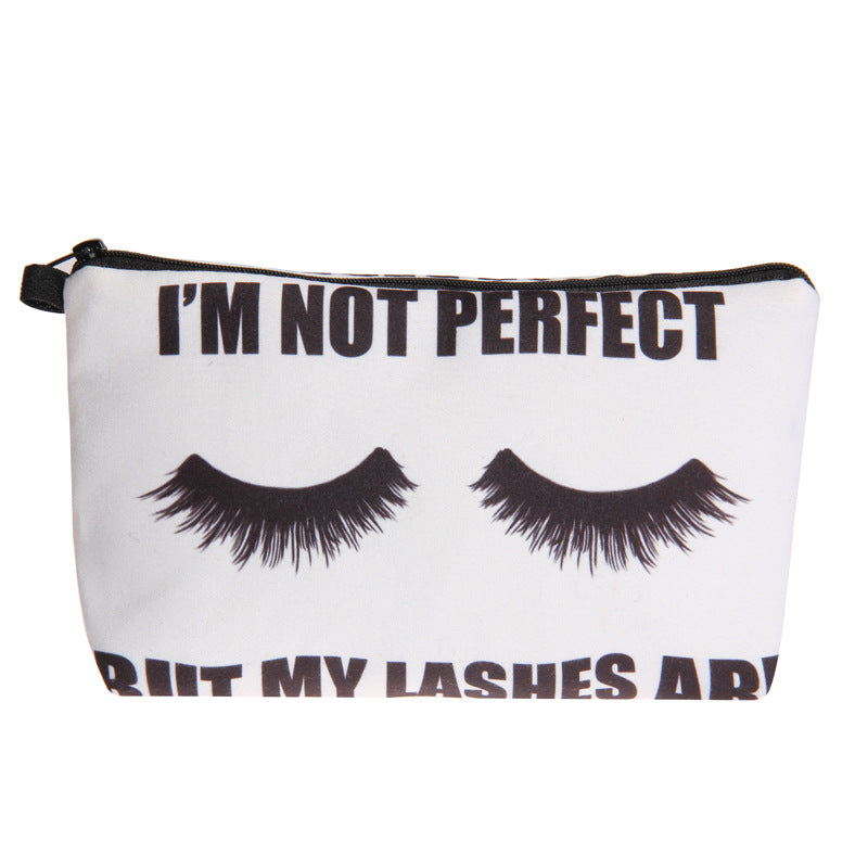 Creative Waterproof Eyelash Print Makeup Bag for Women