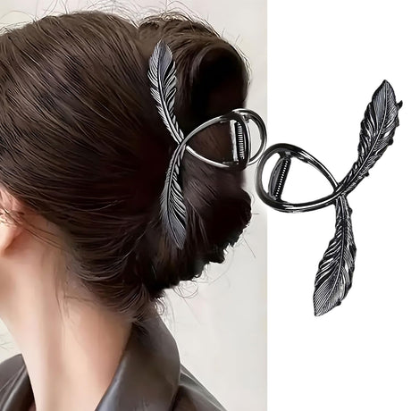 Rose Metal Flower Hair Clips 1Pcs 4.52Inch Elegant Non-Slip Hair Accessory for Thin Thick Hair for Women & Girls (Gold Rose)